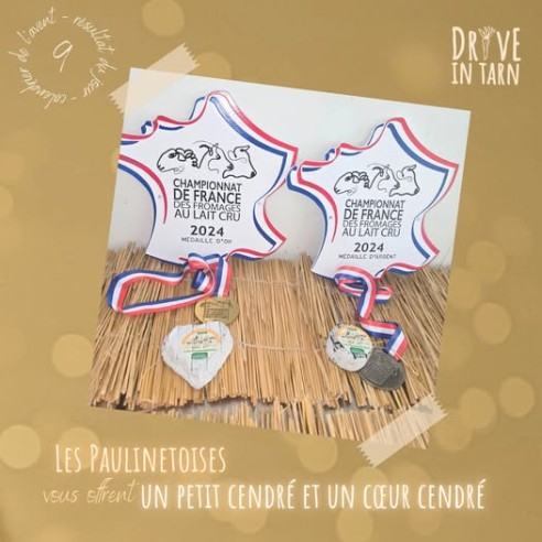 TITRE AU CHAMPIONNAT DE FRANCE 2024 CROTTIN DE BREBIS LAIT CRU PAULINETOISES LA CLOCHE DU FROMAGER