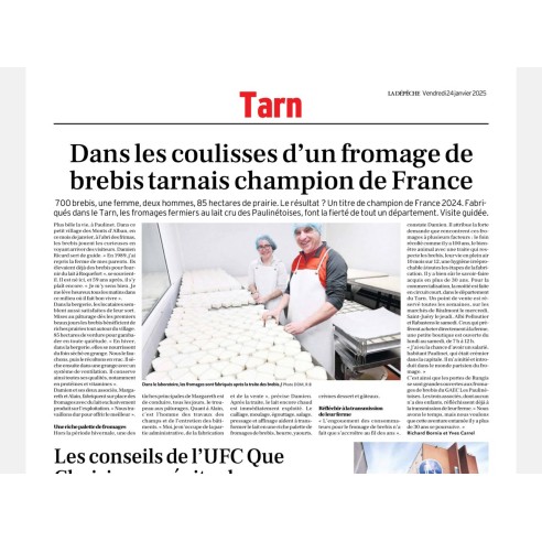 TITRE AU CHAMPIONNAT DE FRANCE 2024 CROTTIN DE BREBIS LAIT CRU PAULINETOISES LA CLOCHE DU FROMAGER
